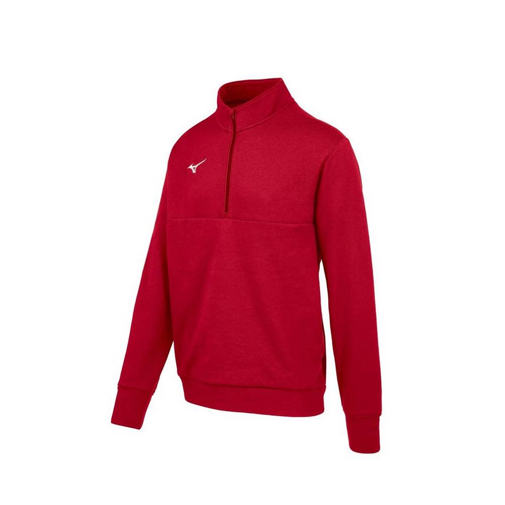 Maglione Mizuno MZ1 1/4 Cerniera Fleece Uomo - Rosse - 06457-OHPC